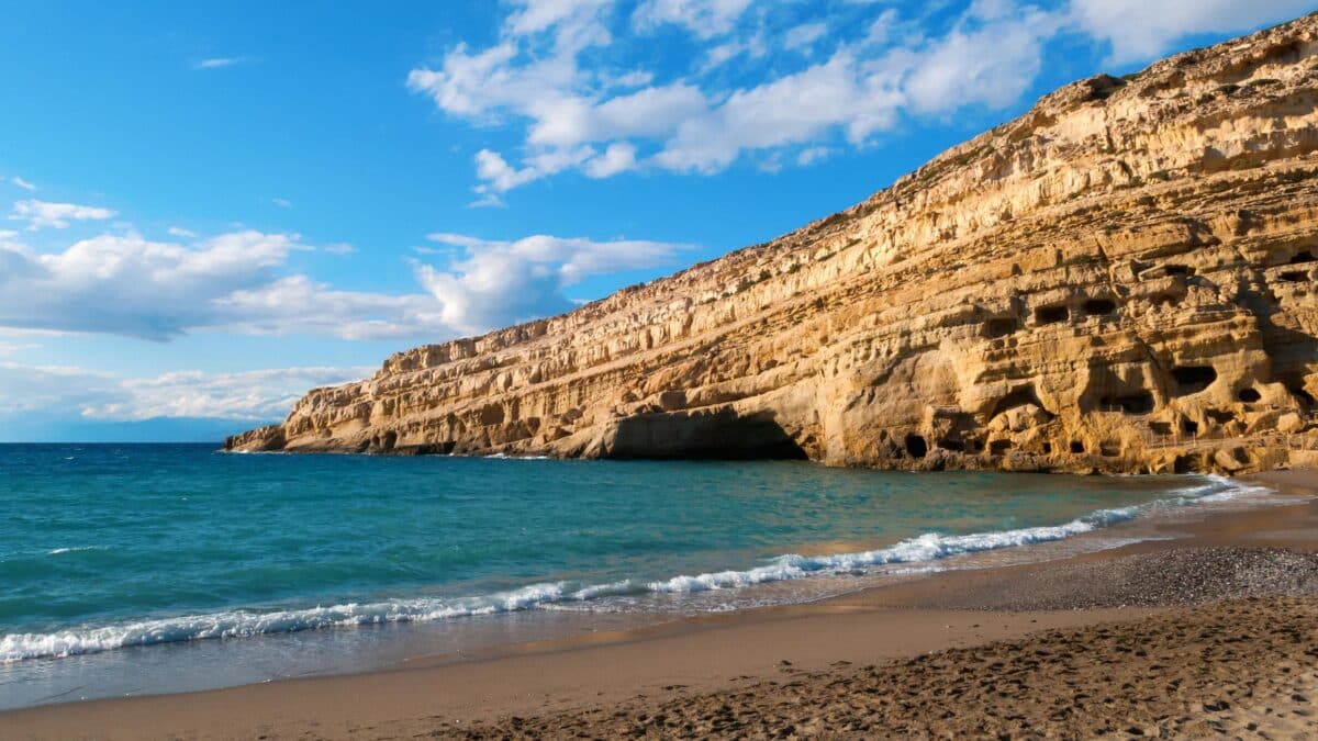 The caves of Matala. The most important greek site for the countercultural hippie movement