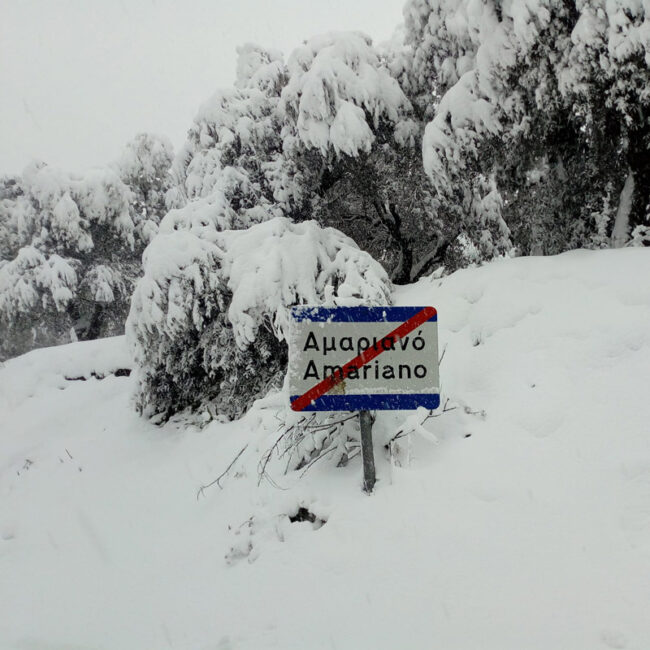 Amariano Village on a snowy day